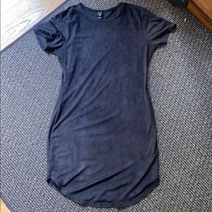 Black suede mini t-shirt dress